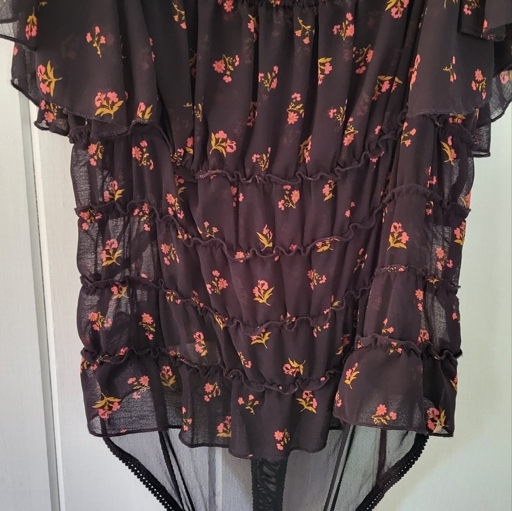 Free People Black Floral Bodysuit - Picture 4 of 14